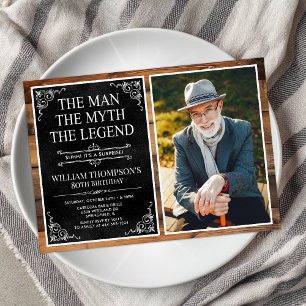 Rustic Man Myth Legend Überraschung 80. Geburtstag Einladung