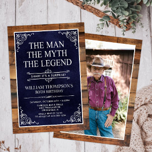 Rustic Man Myth Legend Überraschung Foto 80 Geburt Einladung
