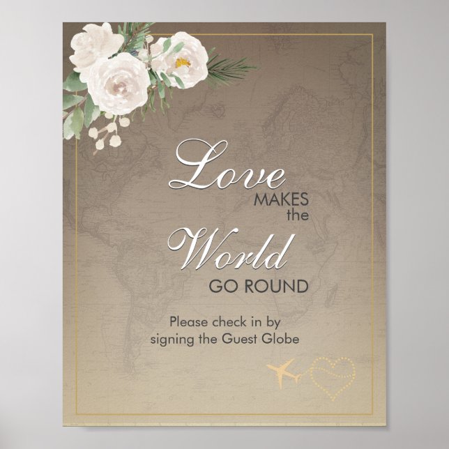 Rustic Map Brautparty Travel Party Anmelden Poster (Vorne)