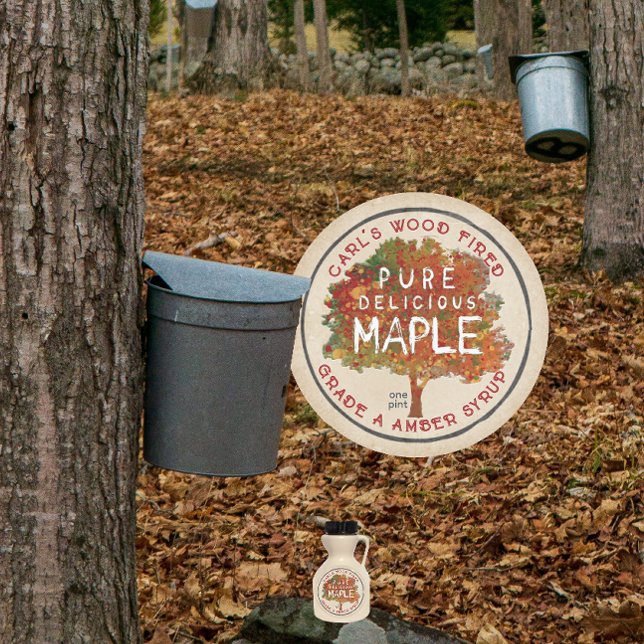RUSTIC MAPLE Herbstfarben Ahornsirup-Kraftlabel Runder Aufkleber (Von Creator hochgeladen)