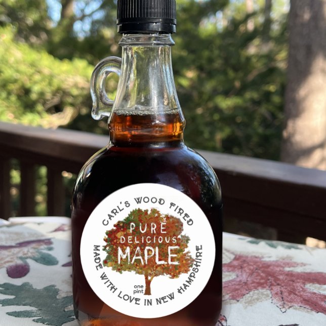RUSTIC MAPLE Herbstfarben Pur Ahornsirup Runder Aufkleber (Von Creator hochgeladen)