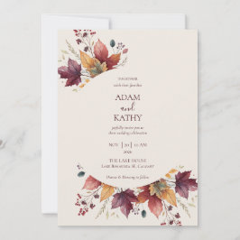 Rustic Maple Leaf Arch Fall Wedding Invitation Einladung