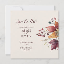 Rustic Maple Leaf Fall Wedding Save the Date Card