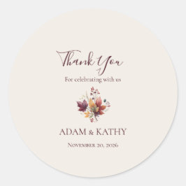 Rustic Maple Leaf Fall Wedding Thank You Sticker