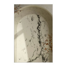 Rustic Marble Arch with Dried Leaves Acrylic Wall