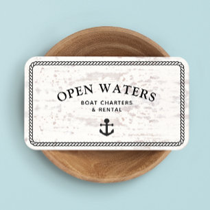 Rustic Marina Rope Anchor Boat White Wood Visitenkarte