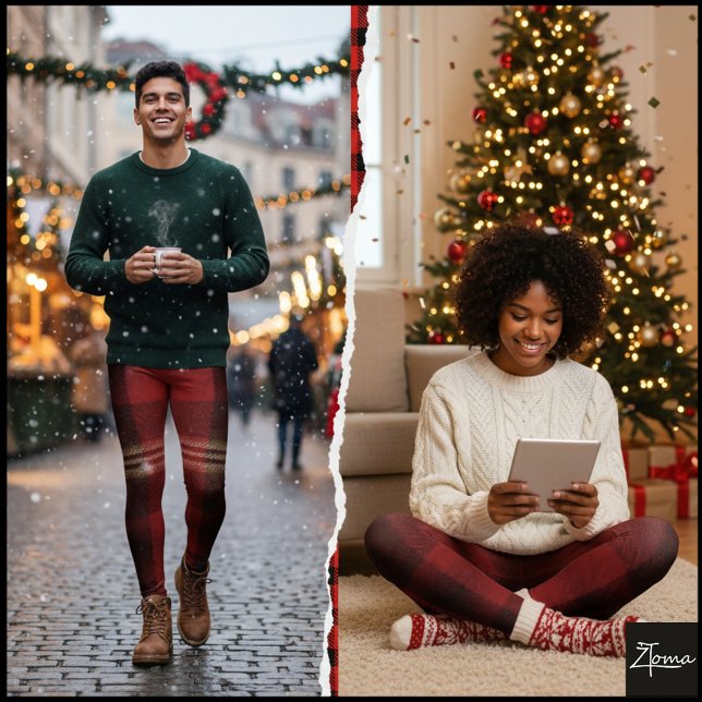 Rustic Maroon Black Plaid Flannel Tartan Leggings (Von Creator hochgeladen)