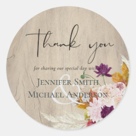 Rustic Maroon Ginger Blush Wedding Runder Aufkleber