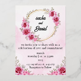 Rustic Maroon Winter Wedding Floral Folieneinladung