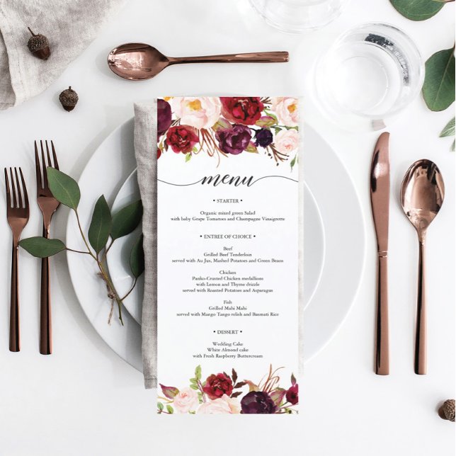 Rustic Marsala Burgundy Menu Programm (Von Creator hochgeladen)