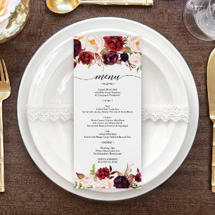 Rustic Marsala Burgundy Vielen Dank und Menü Programm