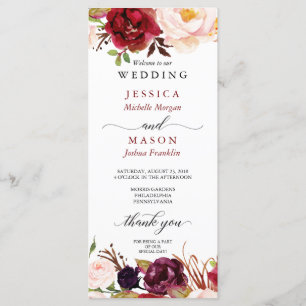 Rustic Marsala Burgundy Wedding Program Programm