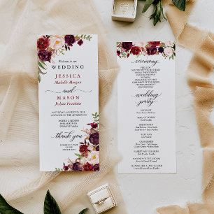 Rustic Marsala Burgundy Wedding Program Programm