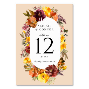 Rustic Marsala Burnt Orange Fall Wreath Tischnummer