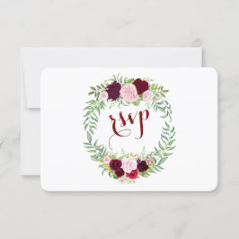 Rustic Marsala Floral Burgundy Wedding RSVP Karte