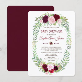 Rustic Marsala Floral Wreath Baby Dusche Einladung