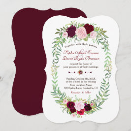 Rustic Marsala Floral Wreath Burgundy Wedding Einladung