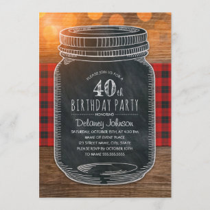 Rustic Mason Jar Backyard 40. Geburtstag Party Einladung