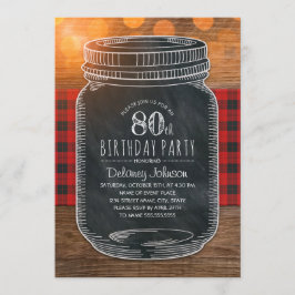 Rustic Mason Jar Backyard 80. Geburtstagsparty Einladung
