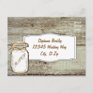 Rustic Mason Jar Barn Wood Wedding RSVP Postkarten