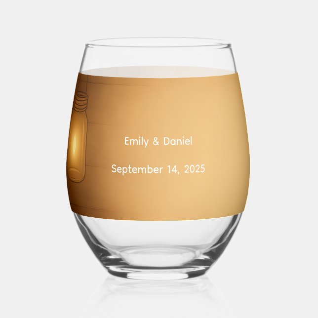 "Rustic Mason Jar Berry Wedding Brillen Weinglas Ohne Stiel (Vorderseite)