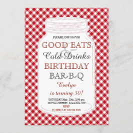 Rustic Mason Jar Birthday GRILLEN Einladung