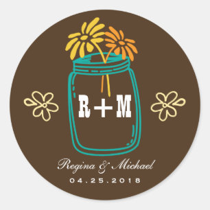 Rustic Mason Jar Blume Country Wedding Sticker
