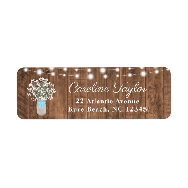 Rustic Mason Jar Blume & Lights Baby Boy Dusche (Vorne)