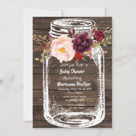 Rustic Mason Jar Boho Floral Marsala Babydusche I Einladung