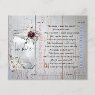 Rustic Mason Jar Brautparty Game