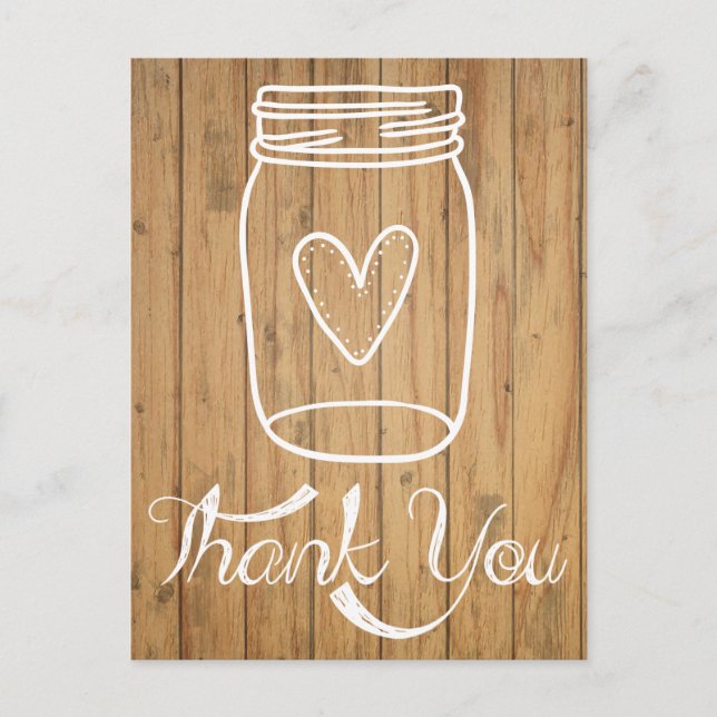 Rustic Mason Jar Brown Wood Postkarte (Vorderseite)