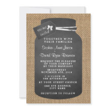Rustic Mason Jar Burlap Einladungen für Hochzeiten