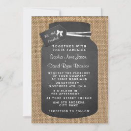 Rustic Mason Jar Burlap Einladungen für Hochzeiten