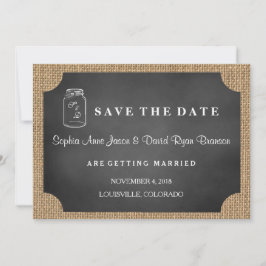 Rustic Mason Jar Burlap Wedding SPAREN DAS DATUM Save The Date