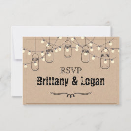 Rustic Mason Jar Eloption Postcard RSVP Karte