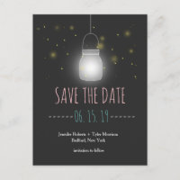 Rustic Mason Jar Fireflies Save the Date
