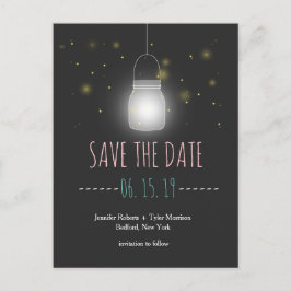 Rustic Mason Jar Fireflies Save the Date Ankündigungspostkarte