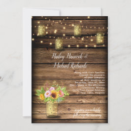 Rustic Mason Jar Fireflies Sonnenblumen String Lig Einladung