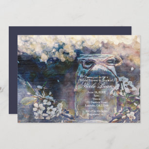 Rustic Mason Jar & Floral Wedding Einladung