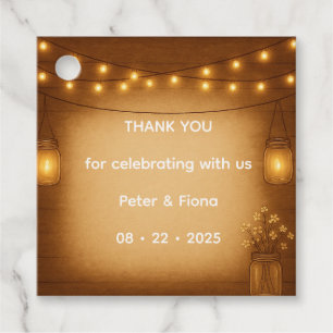 Rustic Mason Jar Gastgeschenk Hochzeit Tag Geschenkanhänger