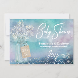 *~* Rustic Mason Jar Gipskraut Babydusche Einladung