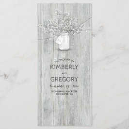 Rustic Mason Jar Gipskraut Hochzeitsprogramme Programm