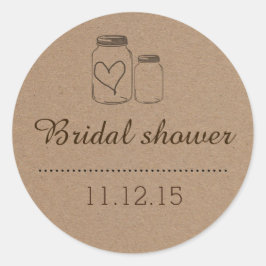 Rustic Mason Jar| Herz-Brautparty Runder Aufkleber