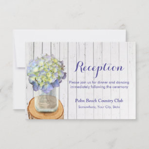 Rustic Mason Jar & Hydrangea Hochzeitsempfang Einladung