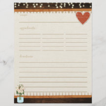 Rustic Mason Jar Kitchen Rezept Karte einfügen