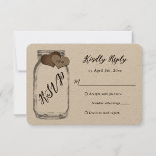 Rustic Mason Jar Kraft Papier Hochzeit RSVP