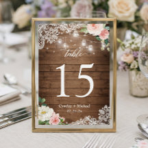 Rustic Mason Jar Light Floral Wedding Tischnummer