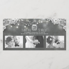 Rustic Mason Jar Lights Lace Wedding Vielen Dank Dankeskarte