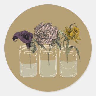Rustic Mason Jar mit Blume Round Stickers