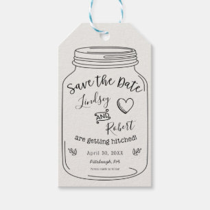 Rustic Mason Jar Save the Date Geschenkanhänger